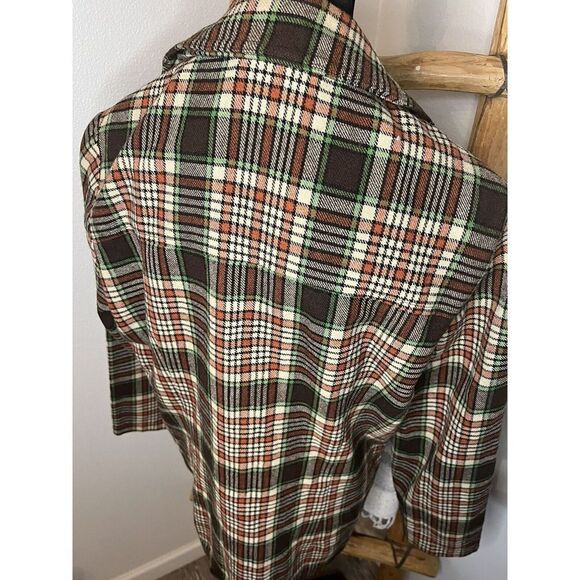 Vintage 70’s Wool Plaid Jacket/Blazer Brown/Cream/Orange/Green Fall Women’s L - Picture 15 of 16